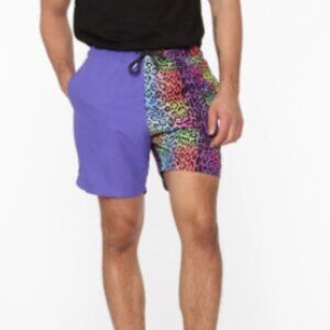 Unleash The Beast Board Shorts - Purple and Leopard Print Drawstring NWT Men's